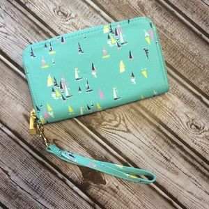 Target Bags - Sailboat Wristlet Wallet Aqua 6.5” x 4” x .5” Target Bags - Sailboat Wristlet Wallet Aqua 6.5” x 4” x .5”